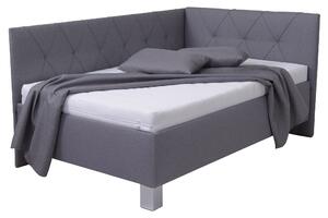 Rohová posteľ s matracom AFRODITE sivá, 120x200 cm