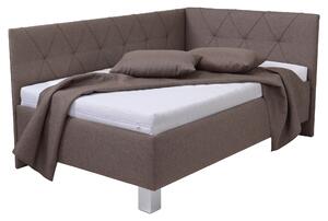 Rohová posteľ s matracom AFRODITE hnedá, 90x200 cm