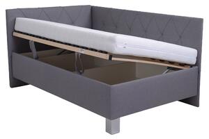 Rohová posteľ s matracom AFRODITE sivá, 90x200 cm