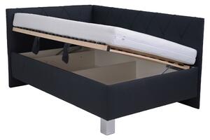 Rohová posteľ s matracom AFRODITE čierna, 90x200 cm