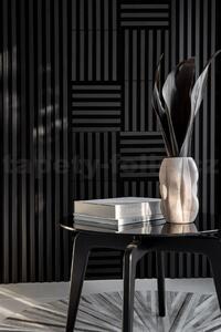 Dekoračné panely, čierny mat 3D lamely na filcovom podklade, rozmer 270 x 40 cm, IMPOL TRADE