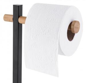Erga Tobak, držiak na toaletný papier a stojan na WC kefu, čierna matná-hnedá, ERG-YKA-P.TOBAK
