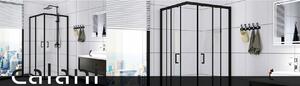 Calani Vito, sprchovací kút s posuvnými dverami 80 (dvere) x 80 (dvere) x 190 cm, 5/4 mm číre sklo, čierny profil, CAL-K6002