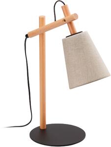 TK Lighting Vaio stolová lampa 1x15 W čierna-sivá-drevo-béžová 5183