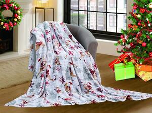 Biela vianočná mikroplyšová deka NORTH POLE Rozmer: 200 x 220 cm