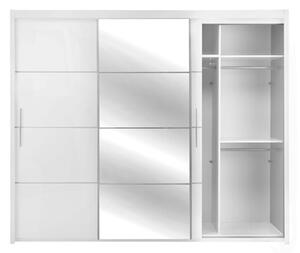 Skriňa s posuvnými dverami INOVA so zrkadlom, biela 250 cm