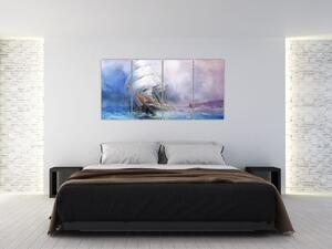 Obraz more s loďou (Obraz 160x80cm)