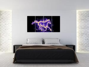 Abstraktný obraz horiaceho kone (Obraz 160x80cm)
