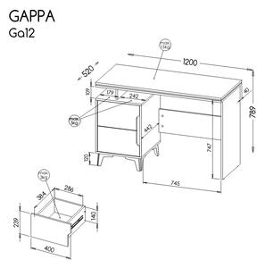 Písací stôl so zásuvkami Gappa 12 biely/jaseň