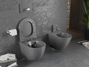 Mexen Lena, závesná toaletná misa 480x360x355 mm s pomaly padajúcim sedátkom, tmavá šedá, 30224071