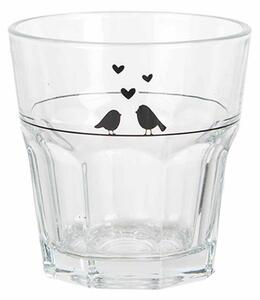 Pohárik s vtáčikmi a srdiečkami Love Birds - Ø 8*8 cm / 200 ml - Clayre & Eef
