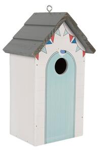 Modro-biela drevená vtáčia búdka ako plážový domček Birdhouse - 15*10*22 cm - Clayre & Eef