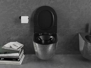 Mexen Lena, závesná toaletná misa 480x360x355 mm s pomaly padajúcim sedátkom, čierna matná - strieborný vzor, 30224072