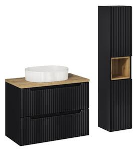 Comad Set kúpeľňového nábytku Nova Black 80 čierna matná/dub wotan
