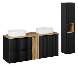 Comad Set kúpeľňového nábytku Nova Black 140 čierna matná/dub wotan