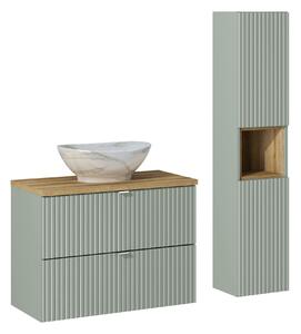 Comad Set kúpeľňového nábytku Line Reed Green 80 trstinovo zelená/dub evoke