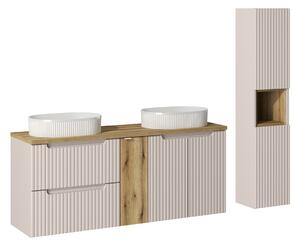 Comad Set kúpeľňového nábytku Nova Cashmere 140 kašmír/dub evoke 2