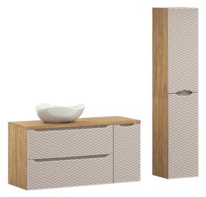 Comad Set kúpeľňového nábytku Ocean Beige 120 béžová/olejovaný dub