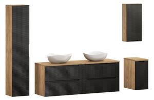 Comad Set kúpeľňového nábytku Luxor Black 160 čierna mat/olejovaný dub