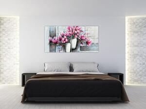 Obraz kvetov vo váze (Obraz 160x80cm)