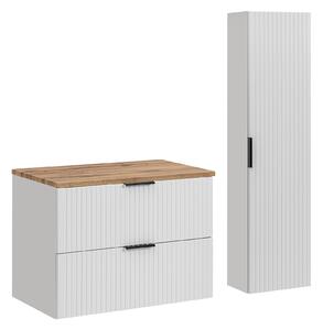 Comad Set kúpeľňového nábytku Adel White 80 biela mat/dub wotan