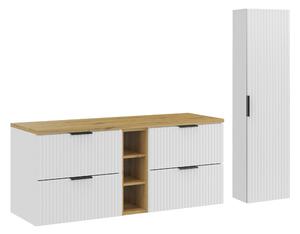 Comad Set kúpeľňového nábytku Adel White 140 biela mat/dub artisan
