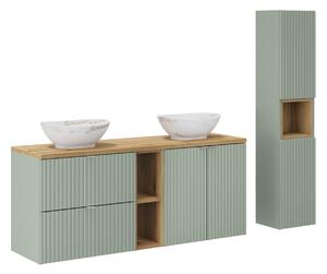 Comad Set kúpeľňového nábytku Line Reed Green 140 zelená/dub evoke