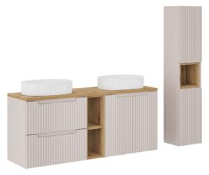 Comad Set kúpeľňového nábytku Nova Cashmere 140 kašmír/dub evoke