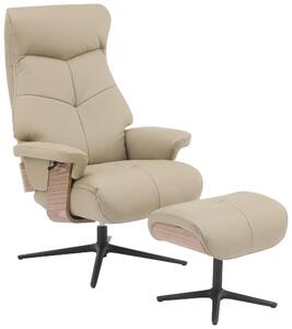 RELAXAČNÉ KRESLO S PODNOŽKOU, drevo, textil, koža, taupe Livetastic - Kreslá, Online Only