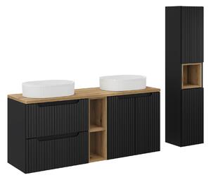 Comad Set kúpeľňového nábytku Nova Black 140 čierna mat/dub evoke
