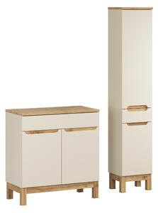 Comad Set kúpeľňového nábytku Bali Cashmere 80 kašmír mat/dub wotan