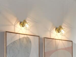 2 nástenné lampy zlatý kovový drôt nastaviteľné tienidlo bodové nástenné svietidlo glamour štýl