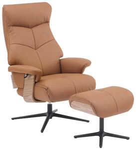 RELAXAČNÉ KRESLO S PODNOŽKOU, drevo, textil, koža, hnedá Livetastic - Kreslá, Online Only