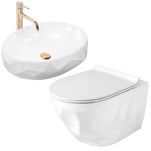 Sada závesná WC misa REA Gustavo Rimless + umývadlo na dosku Maya