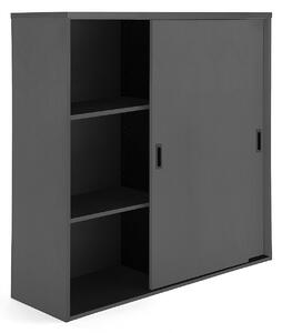 Kancelárska skriňa s posuvnými dverami MODULUS XL, 1200x1200 mm, čierna
