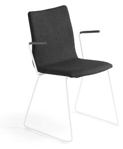 Konferenčná stolička OTTAWA, s kĺzavou základňou a opierkami rúk, čierna