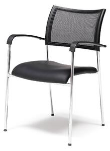 Konferenčná stolička TORONTO, koženka, čierna/chróm