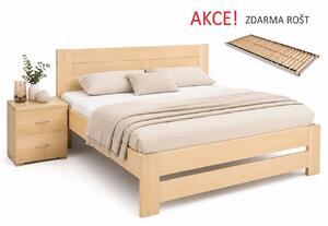 Drevená posteľ s roštom Jirka, 120x200, 140x200, masív buk