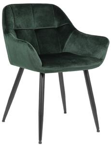 Jedálenská stolička Emia ~ zamat, kovové nohy čierne - Zelená