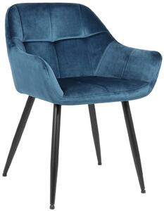 Jedálenská stolička Emia ~ zamat, kovové nohy čierne - Modrá