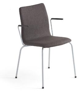 Konferenčná stolička OTTAWA, s opierkami rúk, šedá tkanina, šedá