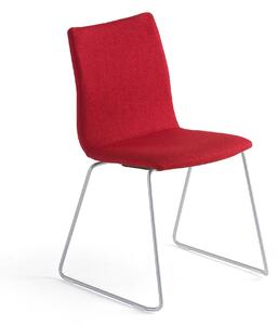 Konferenčná stolička OTTAWA, s kĺzavou základňou červená tkanina, šedá