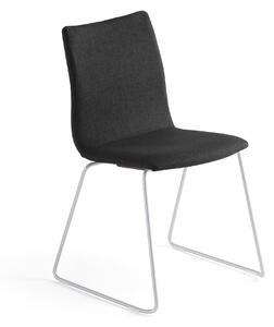 Konferenčná stolička OTTAWA, s kĺzavou základňou čierna tkanina, šedá