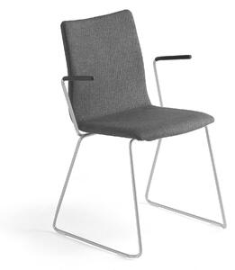 Konferenčná stolička OTTAWA, s kĺzavou základňou a opierkami rúk, šedá