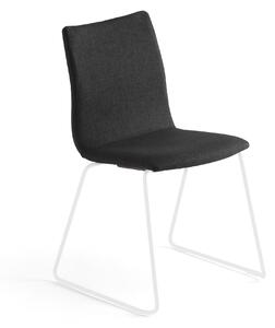 Konferenčná stolička OTTAWA, s kĺzavou základňou, čierna tkanina, biela
