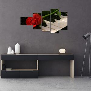 Obraz ruže na klavíri (Obraz 110x60cm)