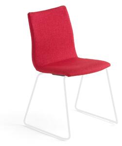 Konferenčná stolička OTTAWA, s kĺzavou základňou, červená tkanina, biela