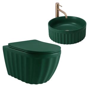 Rea Súprava: Závesná Wc Misa + Umývadlo Na Dosku Duo Matcha Matt