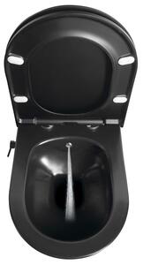 Sapho, AVVA závesná WC misa Rimless, integrovaná batéria a bidetová spŕška 35,5x53 cm, čierna matná, 100315-110