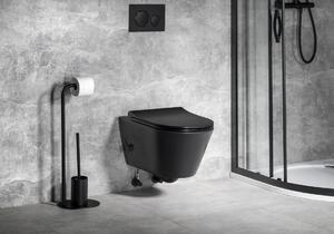Sapho AVVA závesná WC misa Rimless, integrovaná batéria a bidet. spŕška, 35,5x53 cm, čierna mat